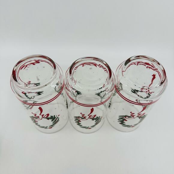 Set of 3 Vintage Libbey Christmas Glasses Green Wreath Red Bow Vtg Xmas Holiday - Picture 4 of 4
